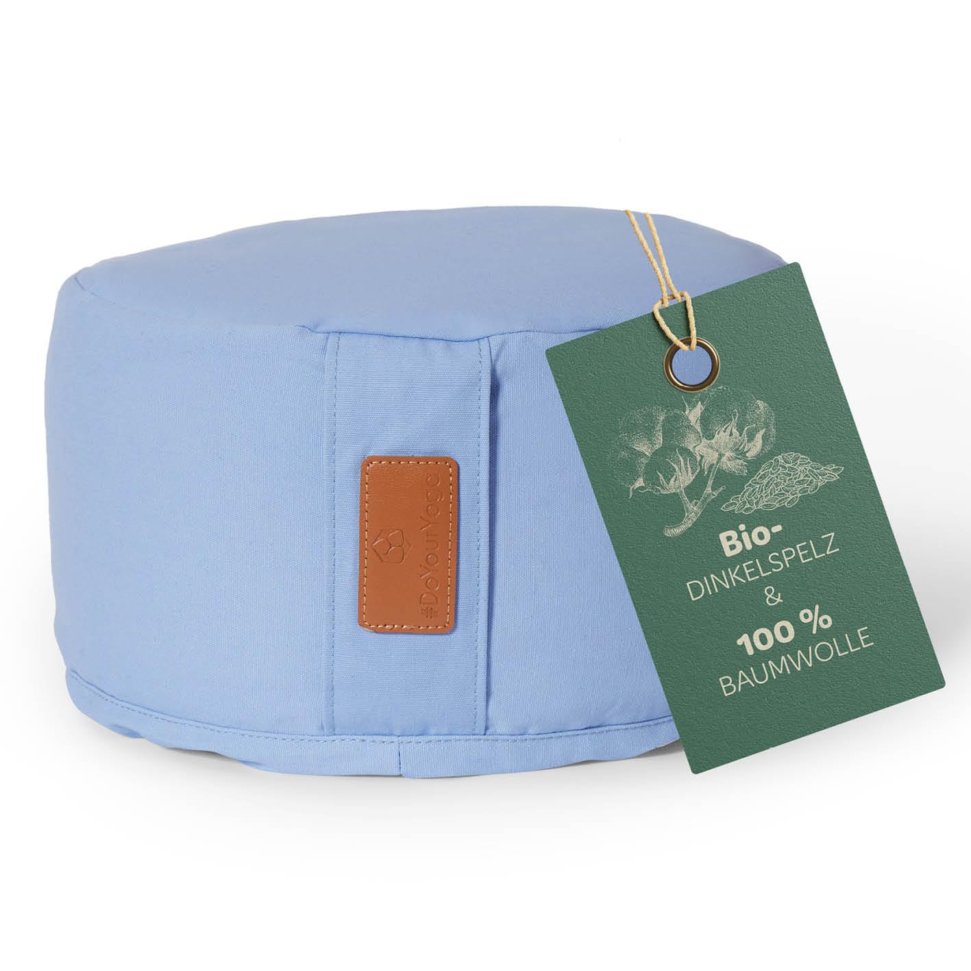 rundes Yogabolster 30cm x 15cm | Waschbarer Bezug |gefüllt mit Bio-Dinkelspelz (KBA) oder Bio-Buchweizenschalen (KBA) | Yoga Kissen für Yin Yoga & Meditation