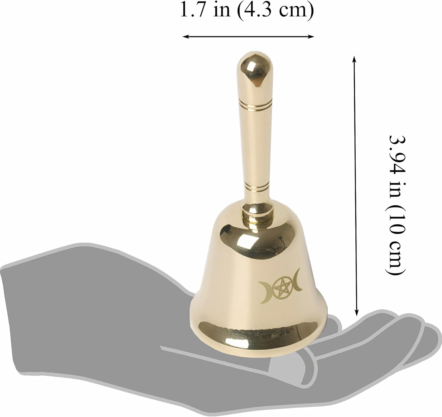 Mini Brass Altar Bell and Altarchalice, Triple Moon Goddess and Pentagram Wiccan Accessories and Tools, Altar Ritual Kit