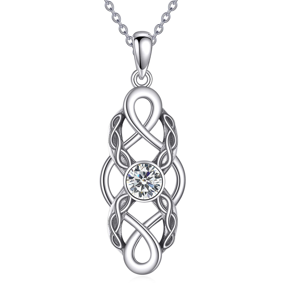 CUPENDA Keltischer Knoten Geburtsstein Halskette Sterling Silber Irische Keltische Anhänger Halskette Glücksschmuck für Frauen