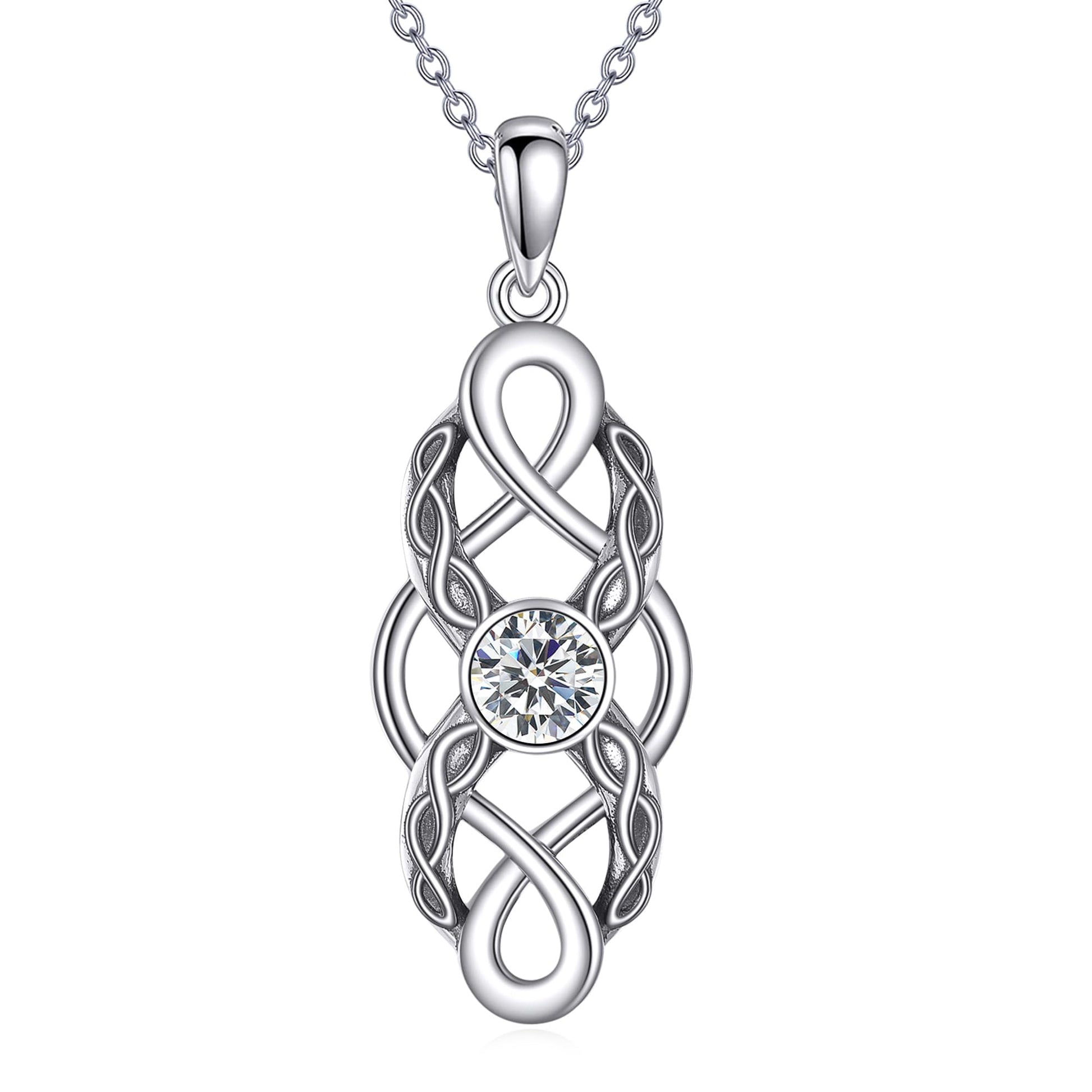 CUPENDA Keltischer Knoten Geburtsstein Halskette Sterling Silber Irische Keltische Anhänger Halskette Glücksschmuck für Frauen