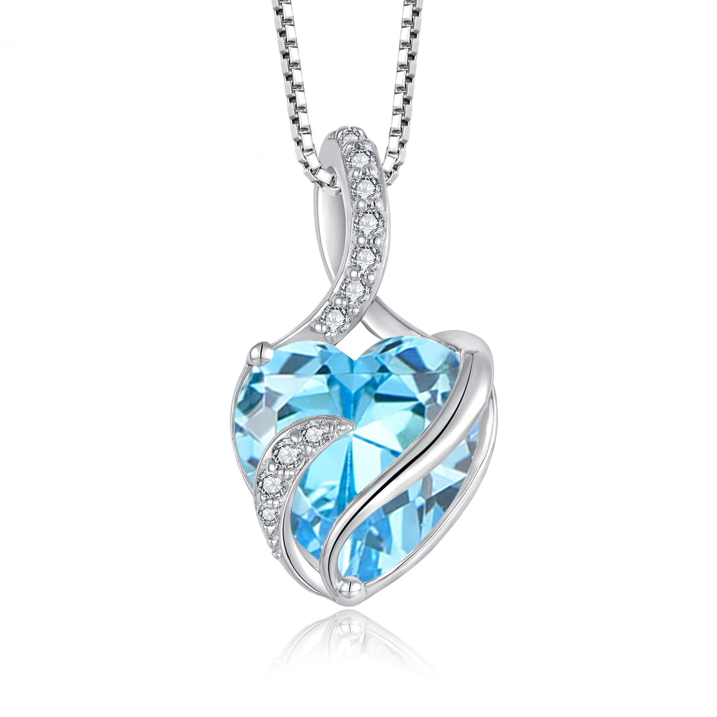 FJ Heart Birthstone Necklace Women's 925 Sterling Silver Infinity Necklace Jewellery Gifts for Women Mother Girlfriend Mum