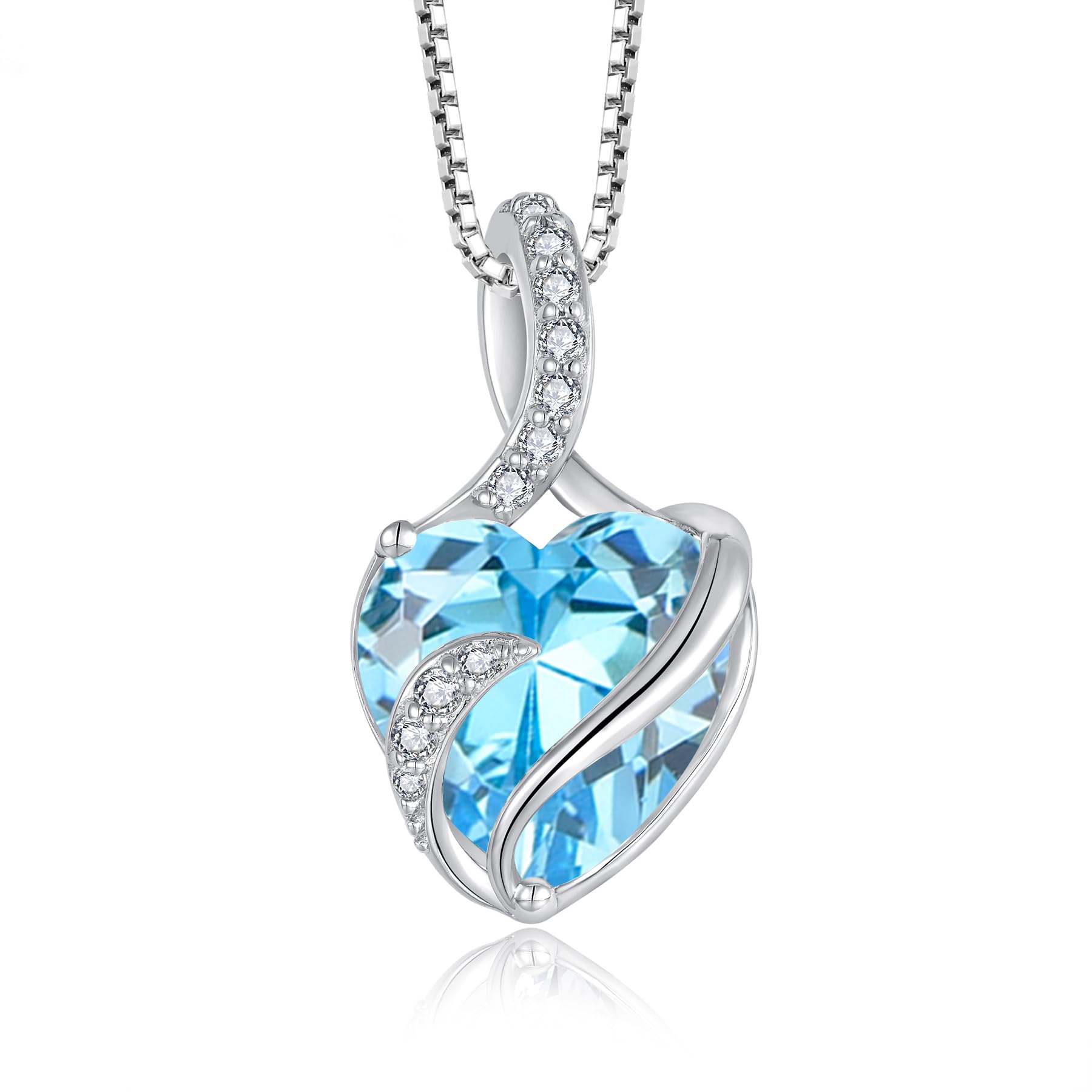 FJ Heart Birthstone Necklace Women's 925 Sterling Silver Infinity Necklace Jewellery Gifts for Women Mother Girlfriend Mum