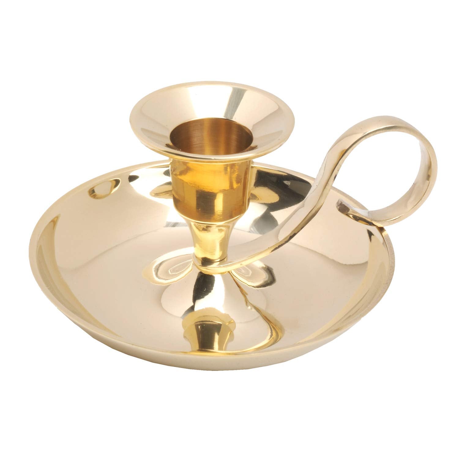 NKlaus Handleuchter Klassik Messing Gold antik Kerzenhalter Höhe 5cm Ideal für den Einsatz mit Stabkerzen oder Tafelkerzen mit einem Durchmesser von 2–2,2 cm Kerzenständer 10891