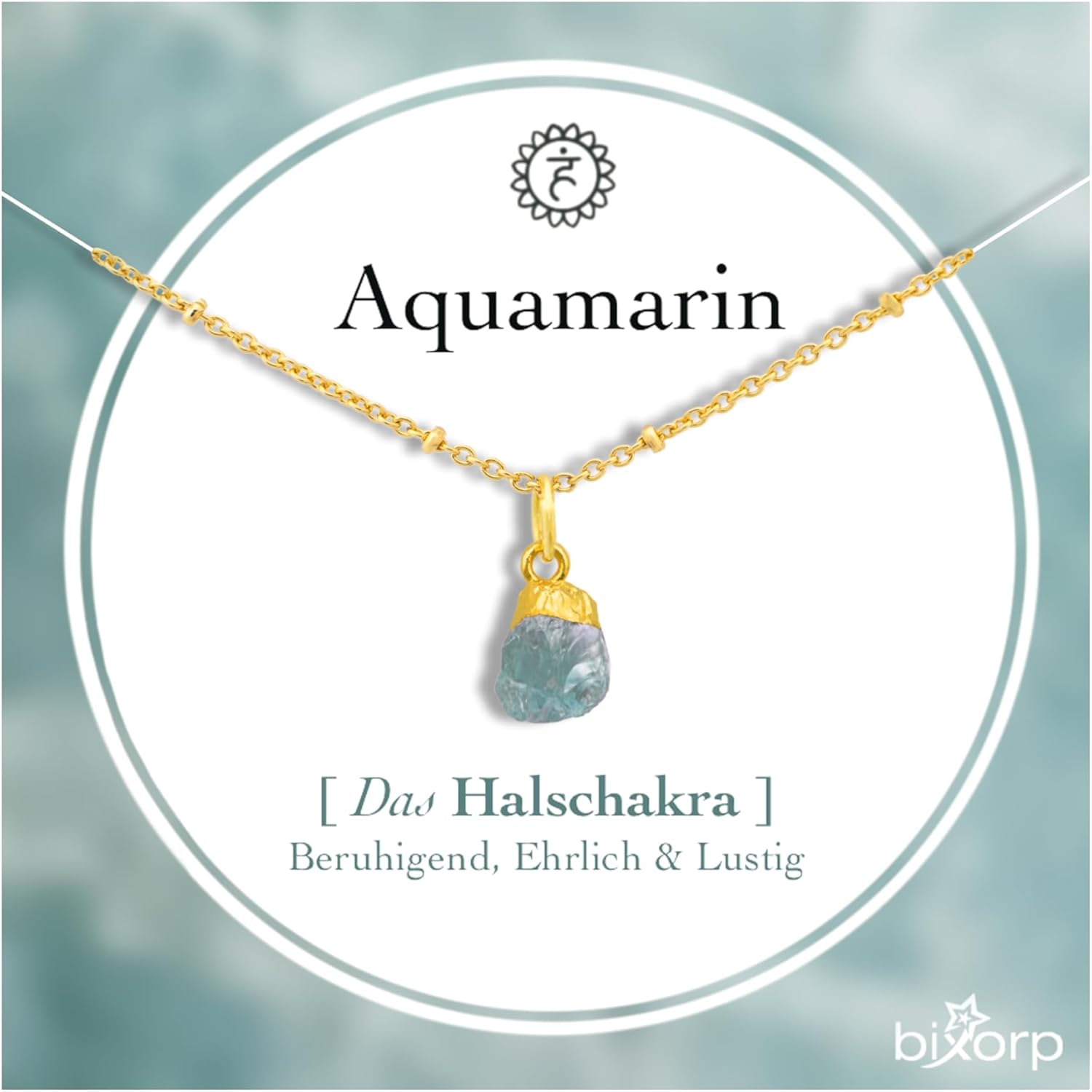 Chakra-Halskette aus rohen Edelsteinen mit 18 Karat Goldplattierung - Edelstahl - 36cm + 8cm verstellbar
