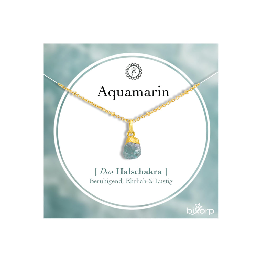 Chakra-Halskette aus rohen Edelsteinen mit 18 Karat Goldplattierung - Edelstahl - 36cm + 8cm verstellbar