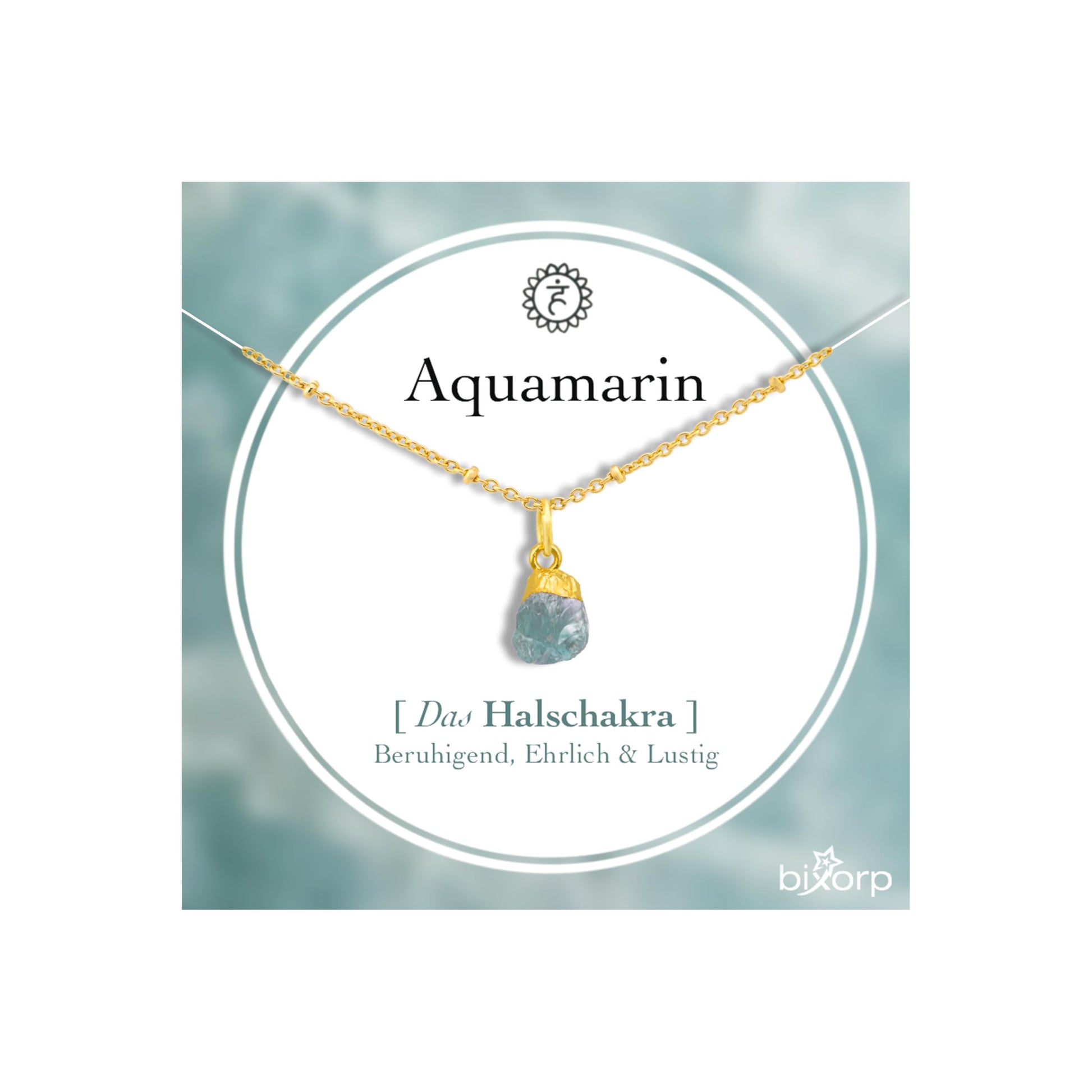 Chakra-Halskette aus rohen Edelsteinen mit 18 Karat Goldplattierung - Edelstahl - 36cm + 8cm verstellbar
