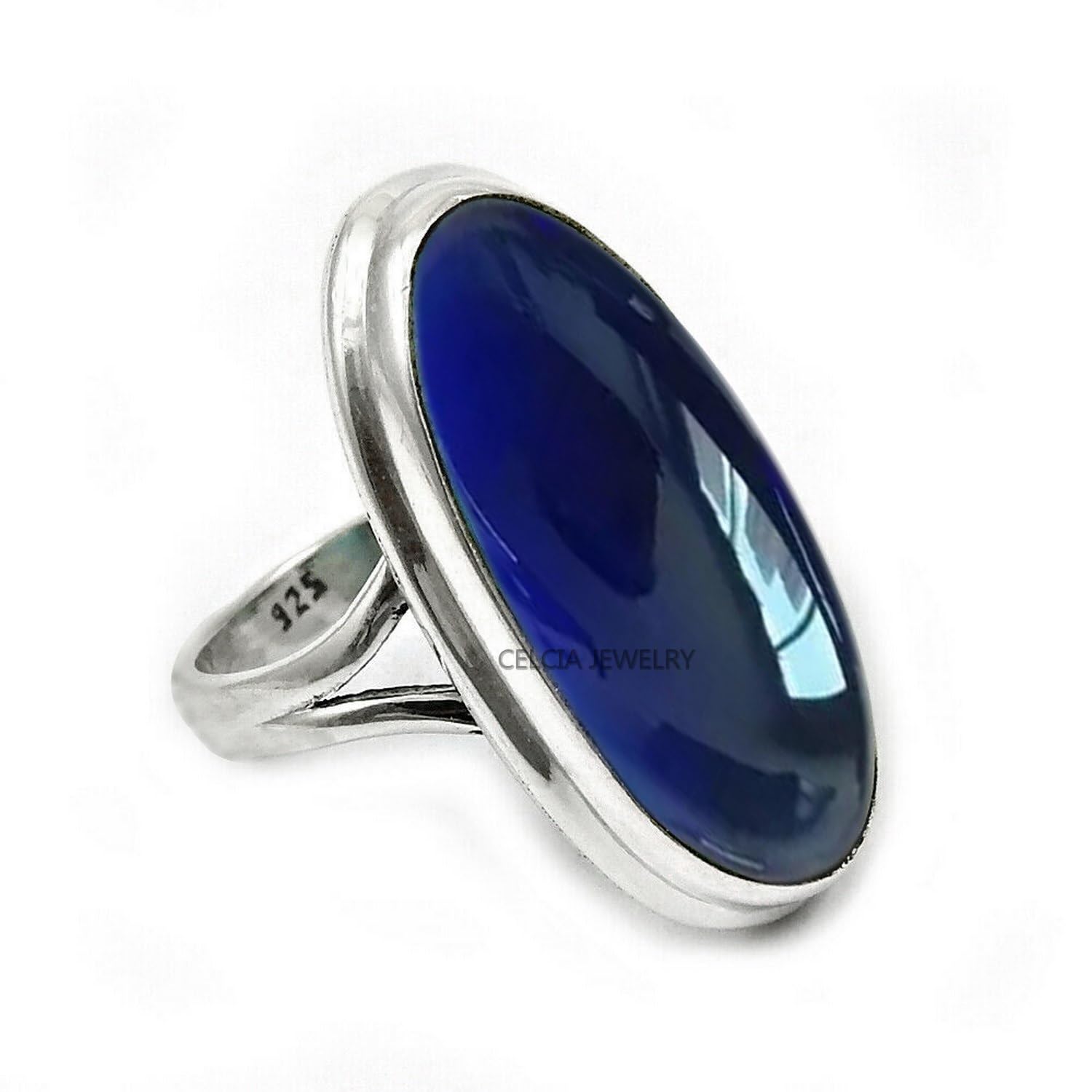 Large Oval Gemstone Handmade Jewellery, 925 Sterling Silver Tribal Ring, Engagement Gifts for Couples, Birthday Gifts for Men, Fathers Day Gifts, Promise Ring, Men's Gifts (Size 7.5, Charoite)