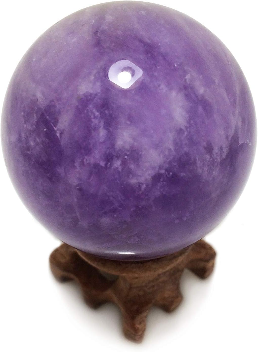 Amethyst Crystal Sphere, Rare Purple Power Stone Ball for Crystal Healing, Meditation, Scrying, Feng Shui, Hand-Made
