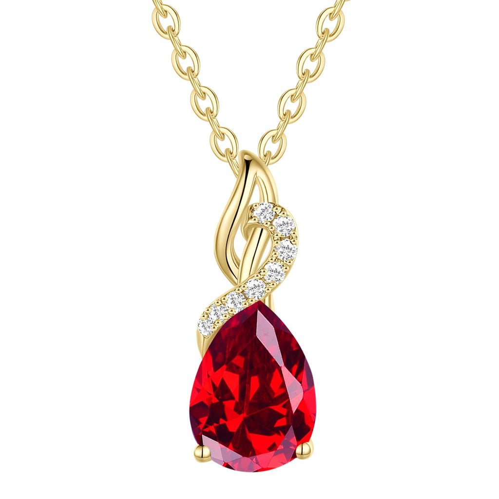 FANCIME Solide 14 Karat 585 Gelb Gold Anhänger Kette mit Tropfen Edelstein und 0.28ct Diamant Geschenk Schmuck für Damen Sie, 925 Silber Kettenlänge: 40 + 5 cm