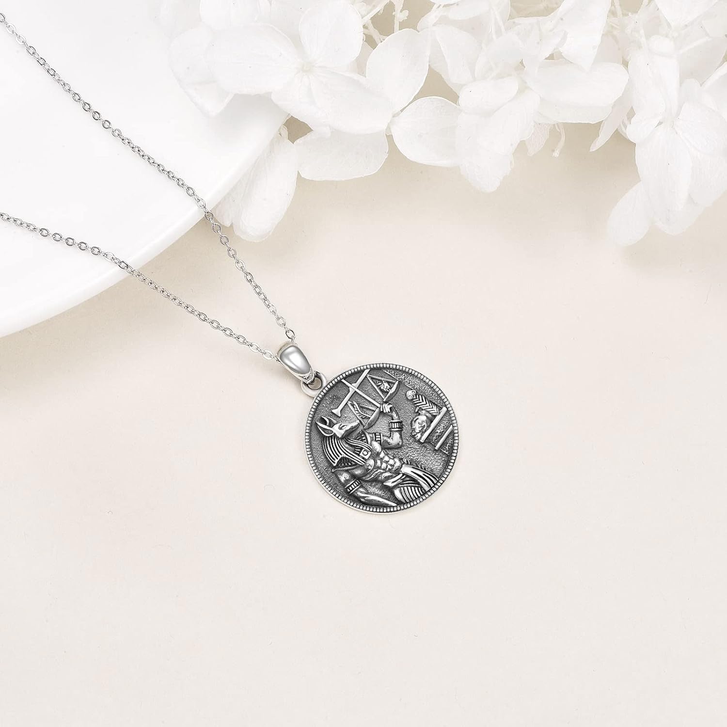 Ägyptischer Schmuck 925 Sterling Silber Hamsa/Böses Auge/Ankh/Anubis Anhänger Kette Ägypten Halskette Schmuck Geschenke für Damen Frauen Männer