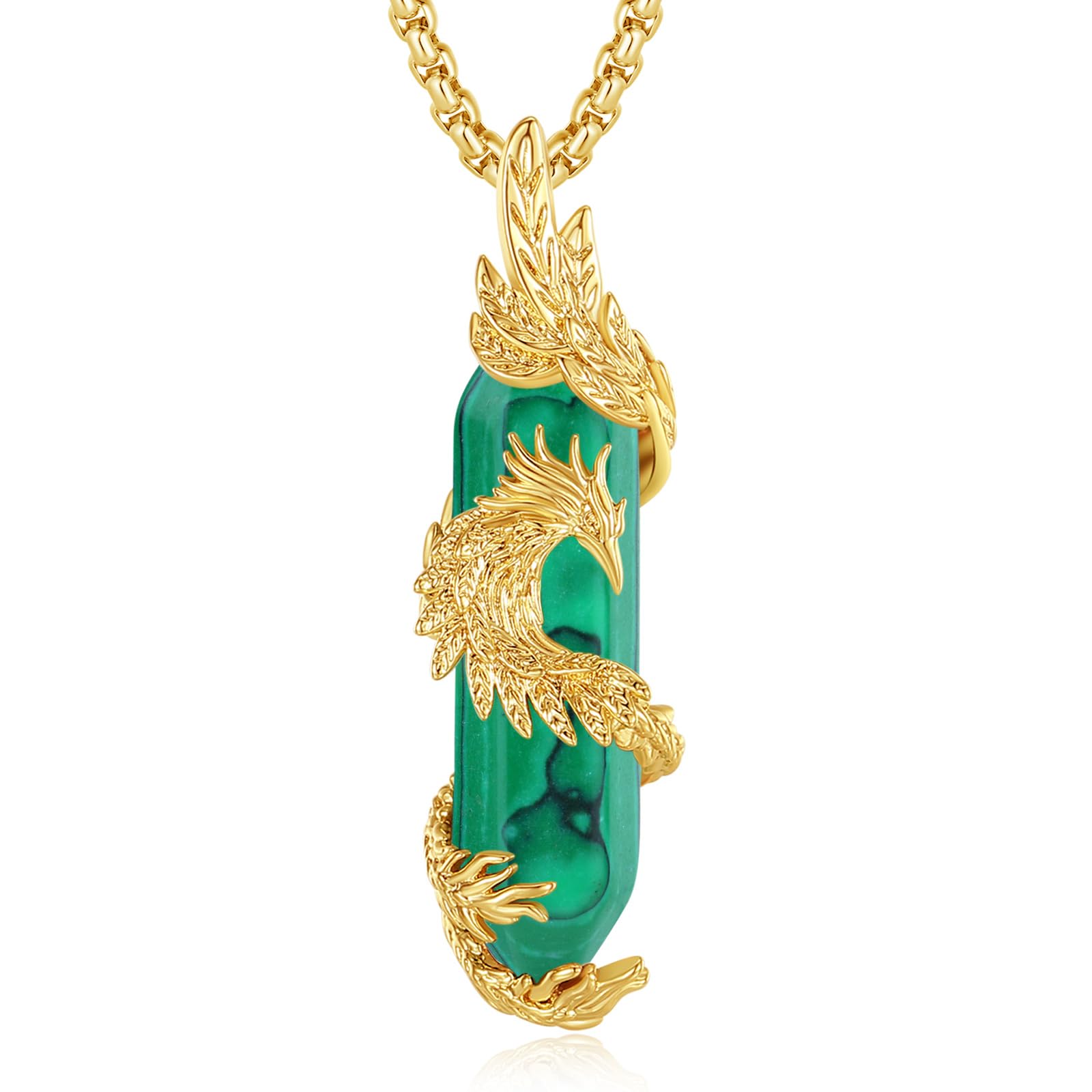 INFUSEU Kristall Phönix Kette, Vogelhänger Spirituelle Tiere Halskette Schmuck Kristall Rising Phoenix Lapislazuli Geschenke für Frauen Mädchen Damen