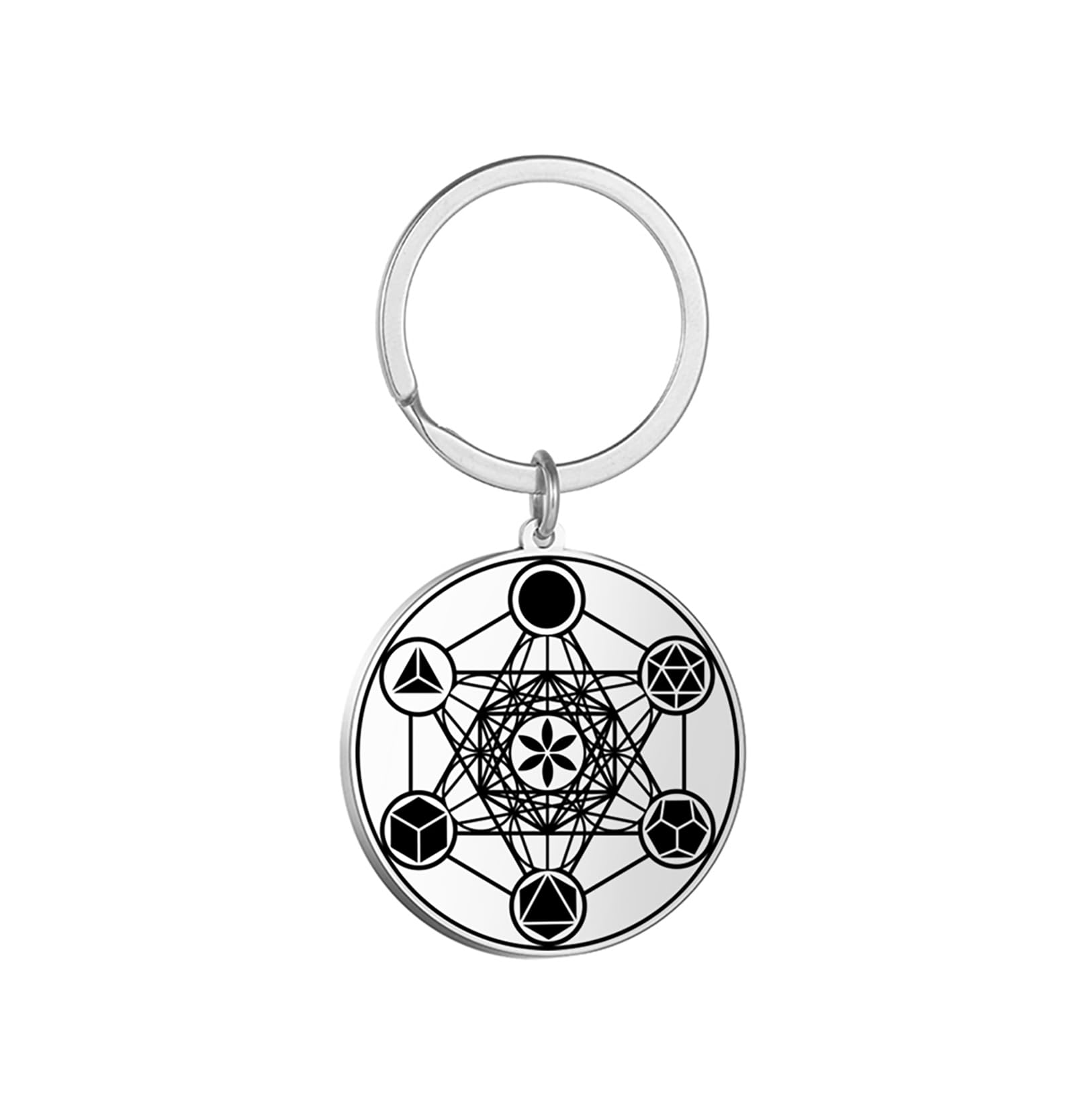 EUEAVAN Metatron Cube Necklace for Men Sacred Geometry Pendant Stamp of the Archangel Angel St Michael Declaration Keychain Spiritual Protection Talisman Religious Jewelry