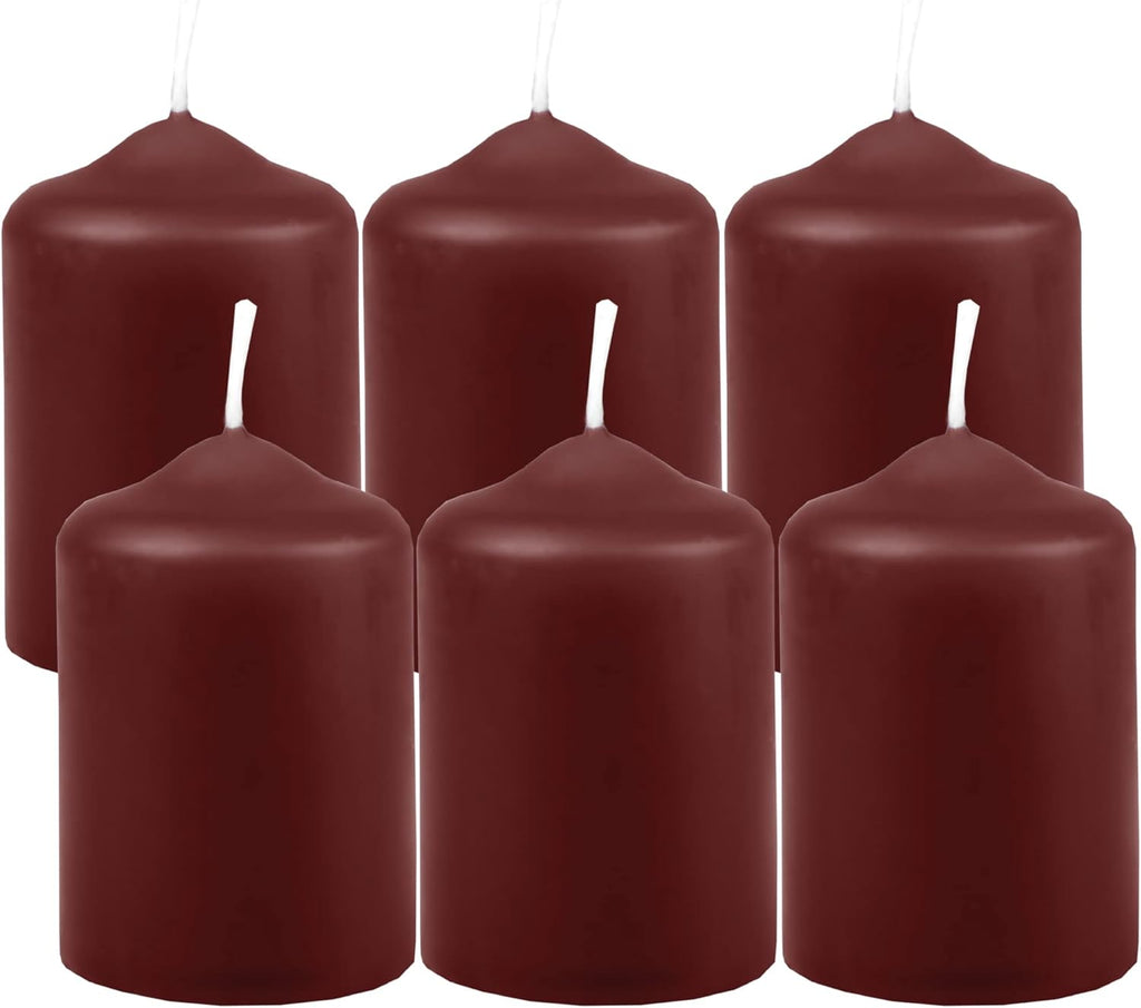 Wachskerzen Stumpenkerzen Braun Ø4cm x 6cm (6 Stück) Teelicht Durchmesser, in vielen Farben - Hergestellt in EU - Kerzen Blockkerzen - Wachs