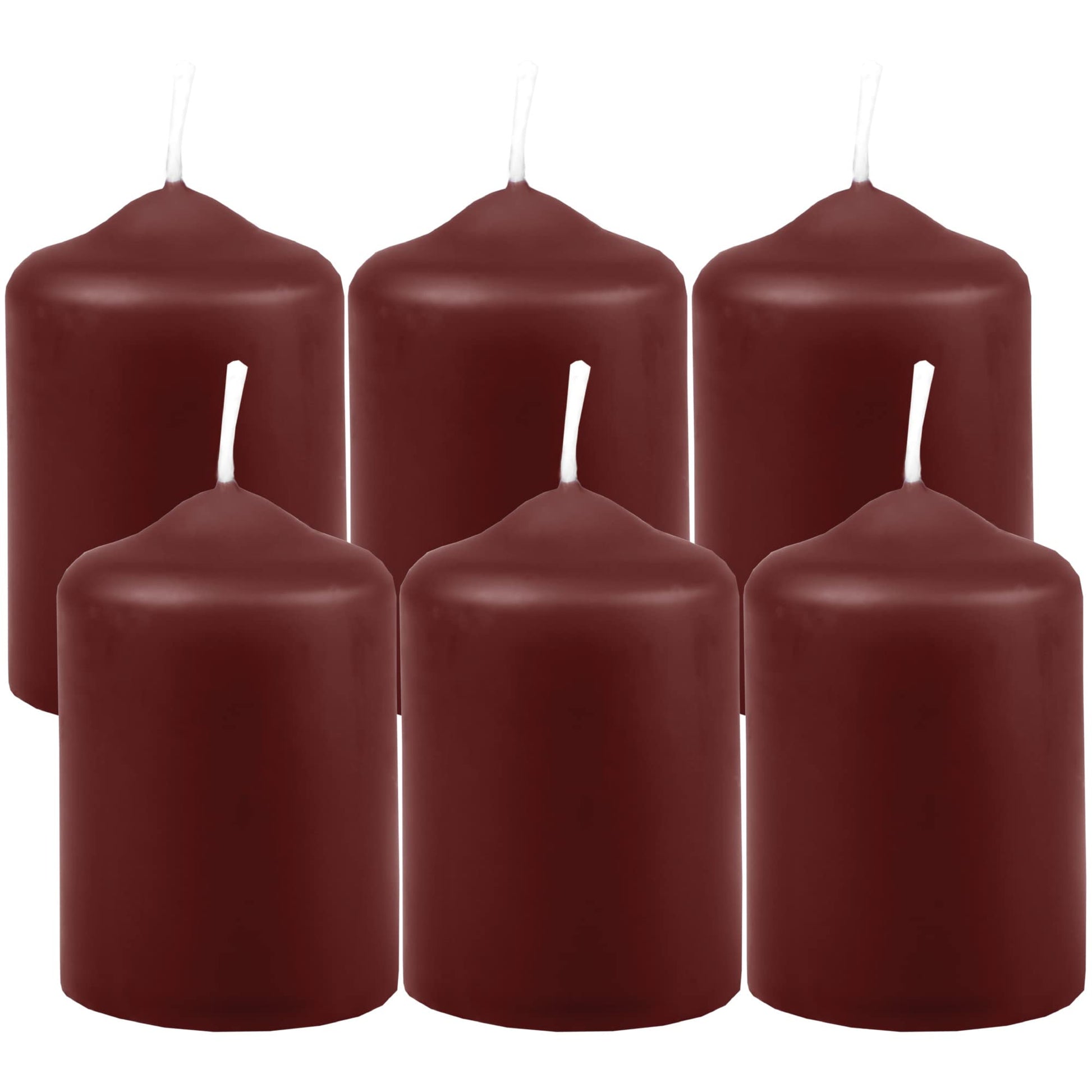 Wax Candles, Pillar Candles, Black, Tea Light Diameter 4 cm x height 6 cm (Pack of 6), Available in Many Colours - Made in the EU - Candles Block Candles - Wax