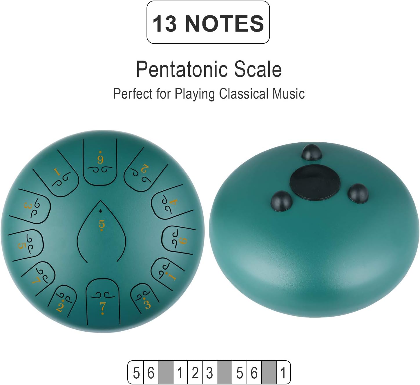 KUD Steel Tongue Drum, 12 Zoll 13 Tone C-Dur Zungentrommel Ätherische Trommel Stahl Handpan Drum Schlagzeug Instrument mit Trommelschlägeln Tragetasche für Meditation Yoga Klangheilung