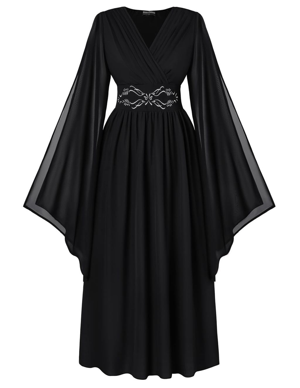 Scarlet Darkness Women's Renaissance Costume Wrap V Neck Medieval Dress Split Bell Sleeve Embroidery Fairy Dresses