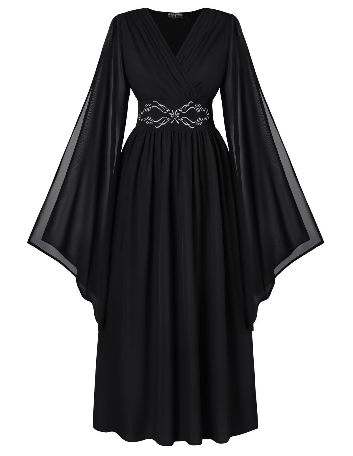 Scarlet Darkness Women's Renaissance Costume Wrap V Neck Medieval Dress Split Bell Sleeve Embroidery Fairy Dresses