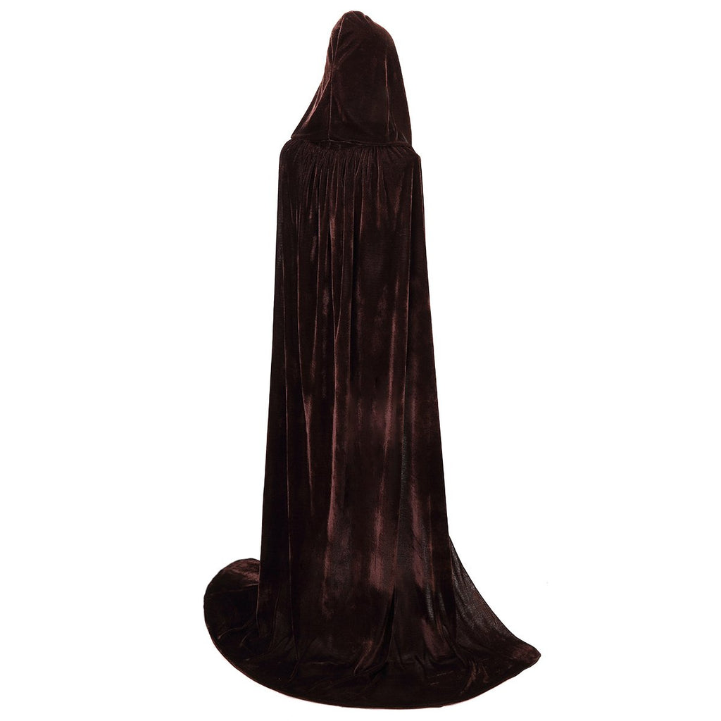 BIGXIAN Long Hooded Cloak Velvet Cape Witch Costume Halloween Costumes for Women Men