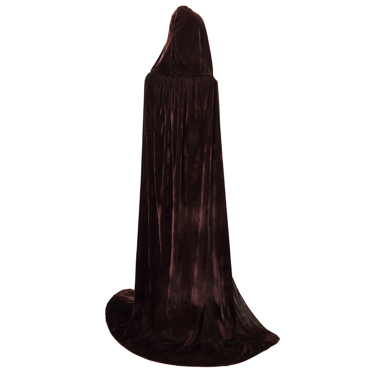 BIGXIAN Long Hooded Cloak Velvet Cape Witch Costume Halloween Costumes for Women Men