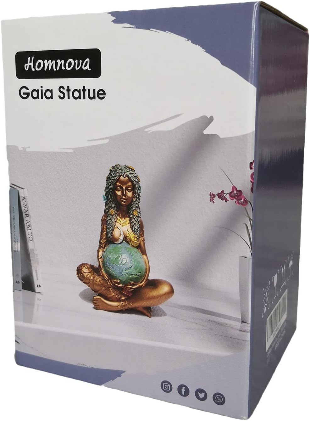 Gaia Mother Earth Goddess Statue, Resin Witchy Spiritual Figurines Pagan Nature Home Room Outdoor Decor, Gold, 6 x 4.2 x 3.6 inch