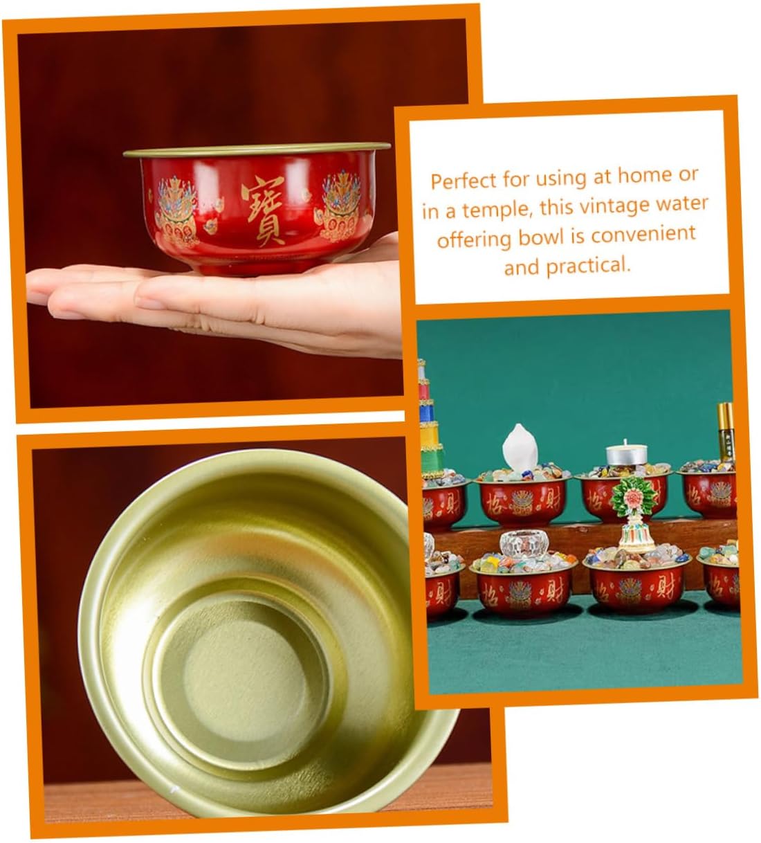 ABOOFAN 7-Piece Buddhist Altar Bowl Set, Water Sacrifice Bowl for Meditation, Yoga, Sturdy Metal Alloy Bowl for Temple Decoration at Home or Restaurants
