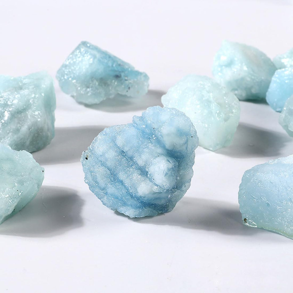 Aquamarine Raw Crystals Large 1.2-2 Inch Healing Crystals Natural Raw Stones Crystal for Tumbling Cabbing Fountain Stones Decoration Polishing Wire Wrapping Wicca and Reiki