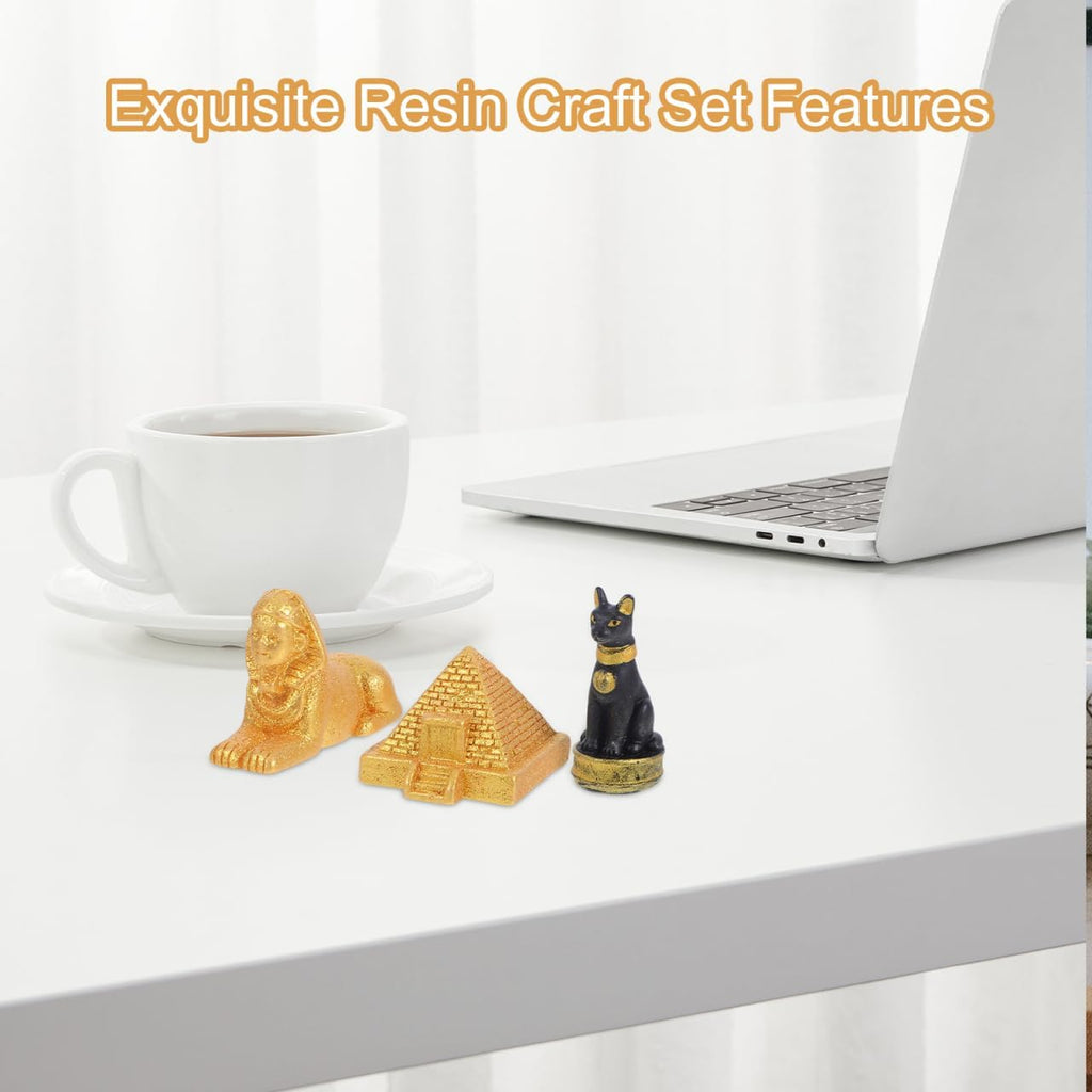ÄGyptische Figuren Set Mit Mini Pyramide Sphinx Und Bastet Katze Aus Resin Alte ÄGypten Deko FüR Zuhause BüRo Und Party 3 Teiliges SammlerstüCk