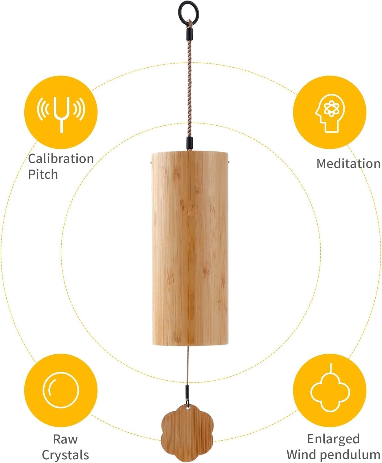 HEYOUTH Klangspiel,Windspiel Bambus,Windspiele für Draußen Hängend, klangspiel Garten wetterfest,Für Klangheilende Meditation Und Beruhigende Emotionen (Schnee)