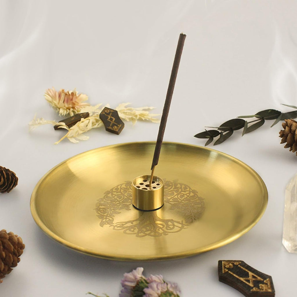 Pagans Ritual Tablett Aus Edelstahl Altar Mit Baummuster Teller Einzigartige Tischdekoration Kerzenhalter Räuchergefäße Pagans Ritual Tablett Dekoration Edelstahl Ornament Schreibtischzubehör