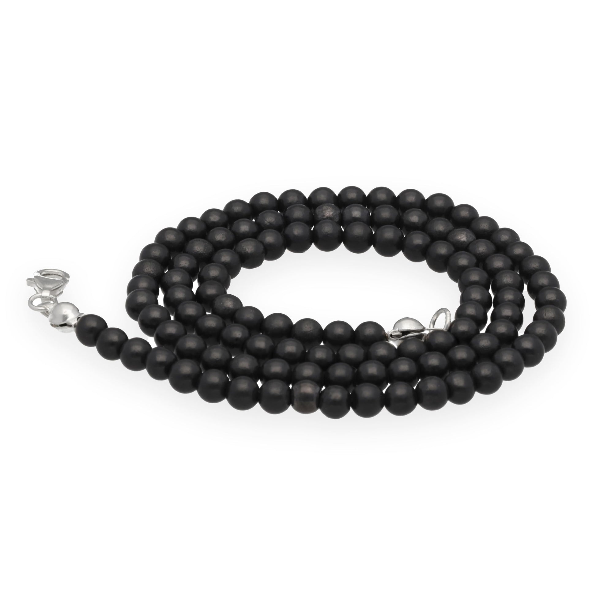 Lebensquelle Plus Edelstein Kugelkette + 925 Silber Verschluss | Ø 4mm Kugeln Karabinerverschluss 45cm lang | Hochwertige Kette