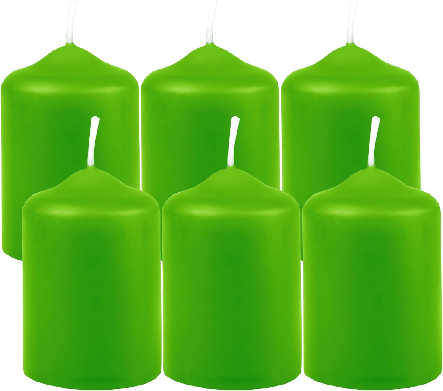 Wachskerzen Stumpenkerzen Hellgrün Ø4cm x 6cm (6 Stück) Teelicht Durchmesser, in vielen Farben - Hergestellt in EU - Kerzen Blockkerzen - Wachs