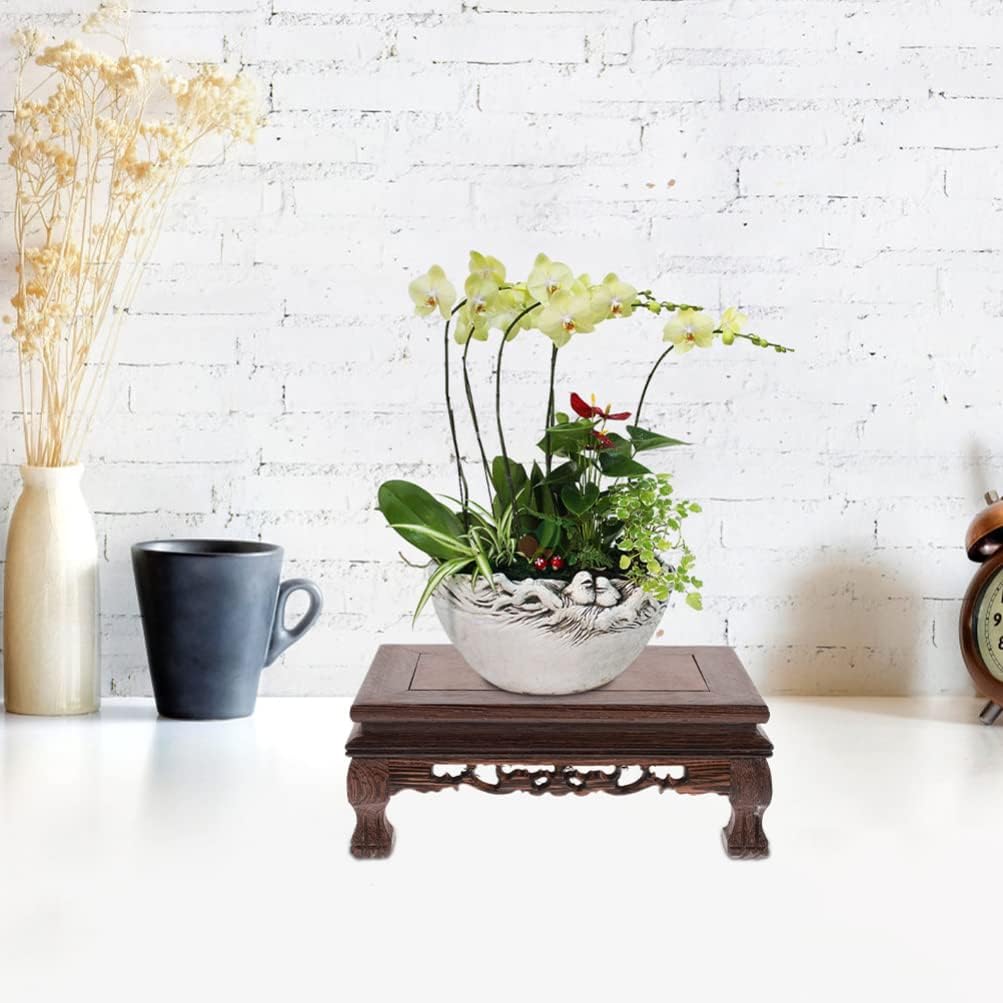 Alipis Craft Base Display Stand Made of Wood Flower Pot Stand Flower Pot Tray Square Teapot Base Holder for Flower Pots Bonsai Base Altar East Accessories Wooden Office