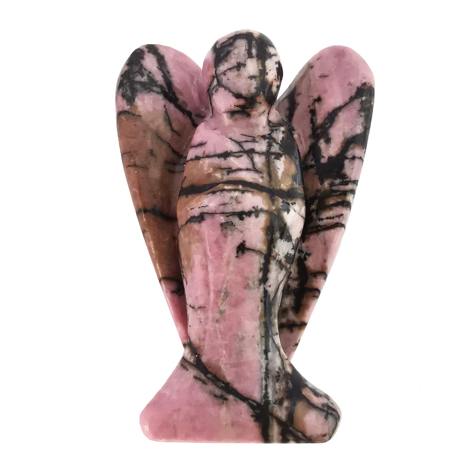 Natural Kambaba Jasper Guardian Angel Statue, Hand Carved Stone Healing Crystal Bag Figures Decoration, 5 cm