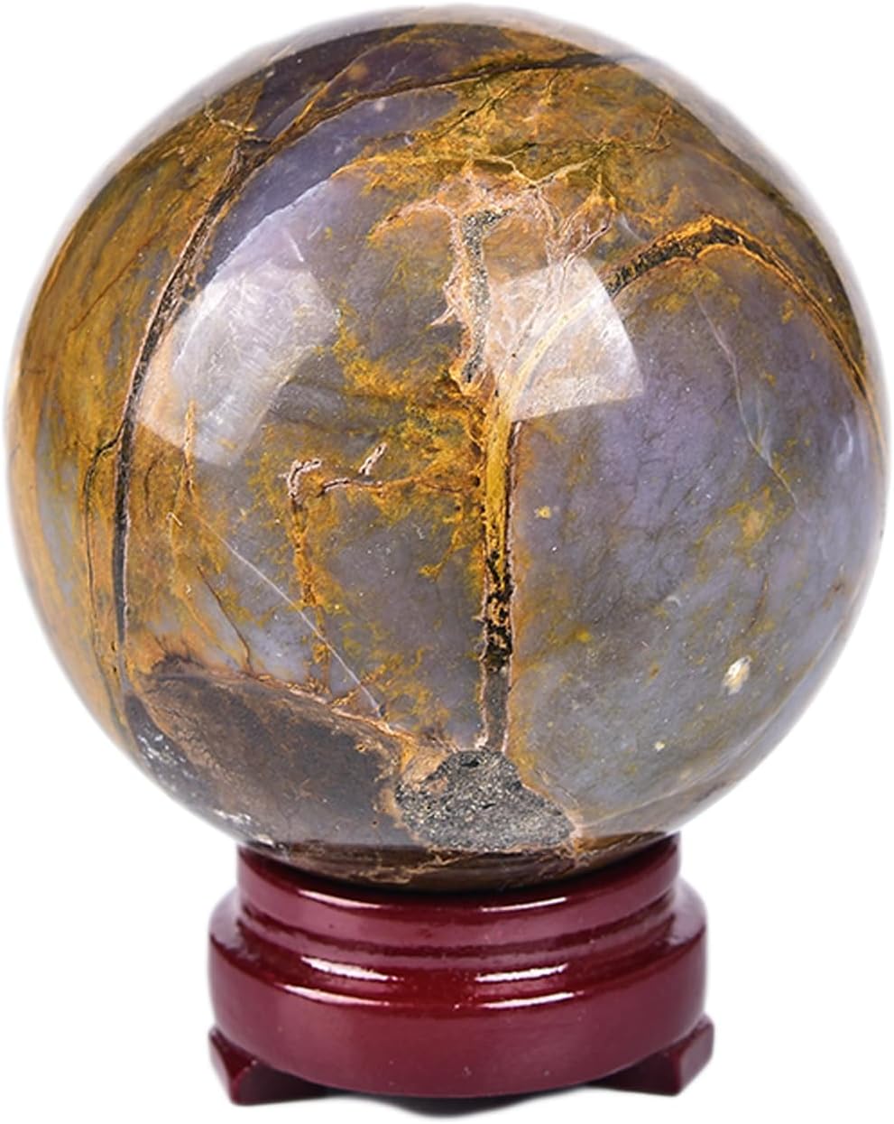 JIC Gem Large Crystal Ball with Stand Pietersite Crystal Ball Gemstone Decorative Ball for Home Decoration Altar Reiki Feng Shui Crystal Gift 80-90mm