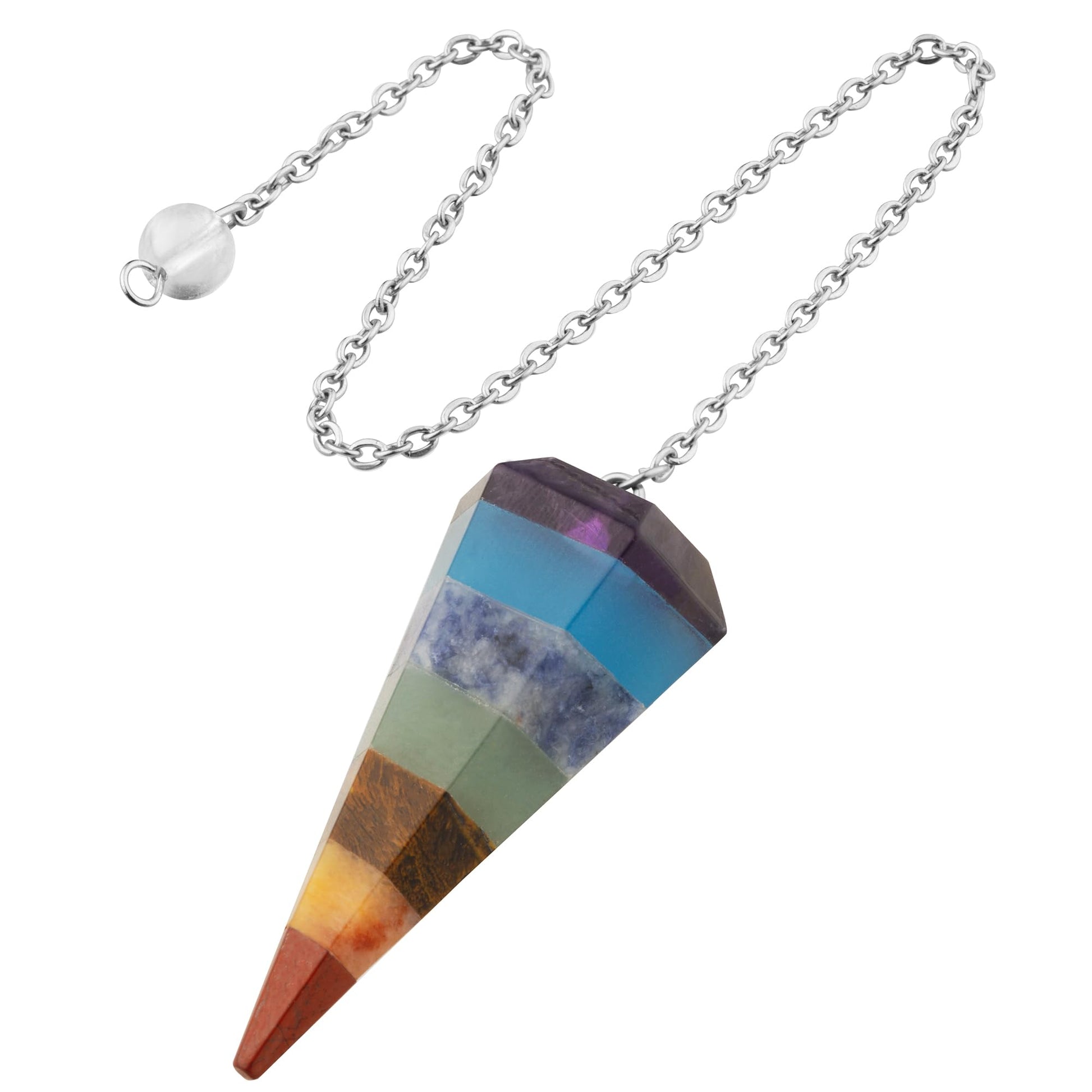 QINJIEJIE Rock Crystal Pendulum Natural Gemstone Pendulum Crystals Esoteric Pendulum with Chain and Ball for Dowsing Rods Fortune teller Chakra Reiki Witchcraft Accessories Esoteric Gifts