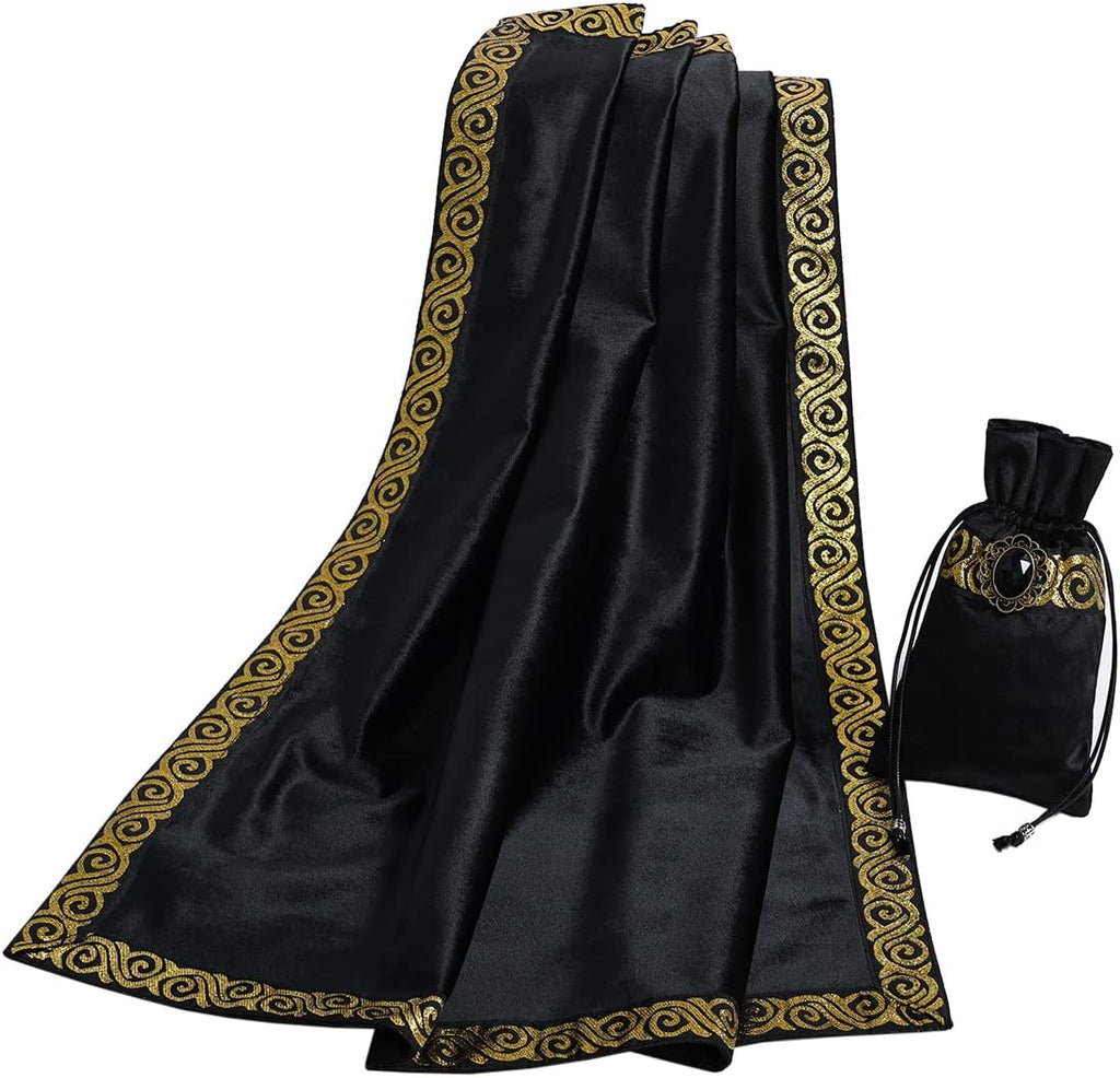 BLESSUME Tarot Tablecloth Altar Tarot Cloth One Size (Black 1)
