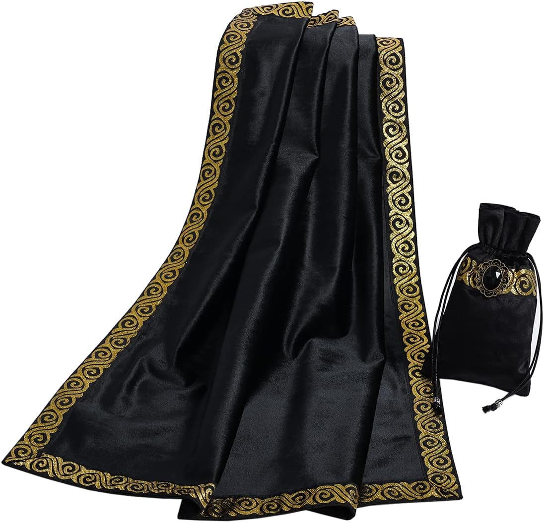 BLESSUME Tarot Tablecloth Altar Tarot Cloth One Size (Black 1)