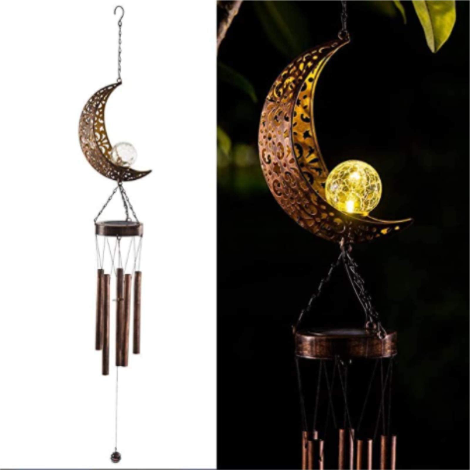 Hanging Solar Wind Chimes - Solarleuchten LED Nachtlichter im Freien Garten Wasserdicht Metall Windglocke Chime Light Lamp für Patio Deck Lawns Yard Terrasse Hof