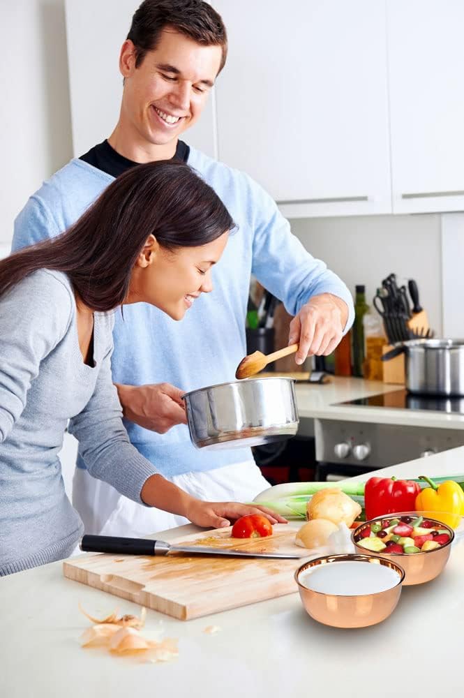YINOX Rührschüssel aus 99% reinem Kupfer, reflektierendes Handwerk, kann als Küchensalatschüssel, Eierschüssel, Dipschüssel oder Küchendekoration verwendet werden