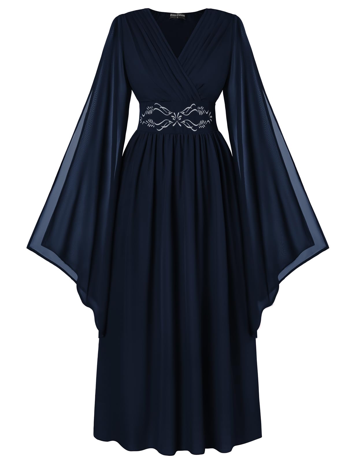 Scarlet Darkness Women's Renaissance Costume Wrap V Neck Medieval Dress Split Bell Sleeve Embroidery Fairy Dresses