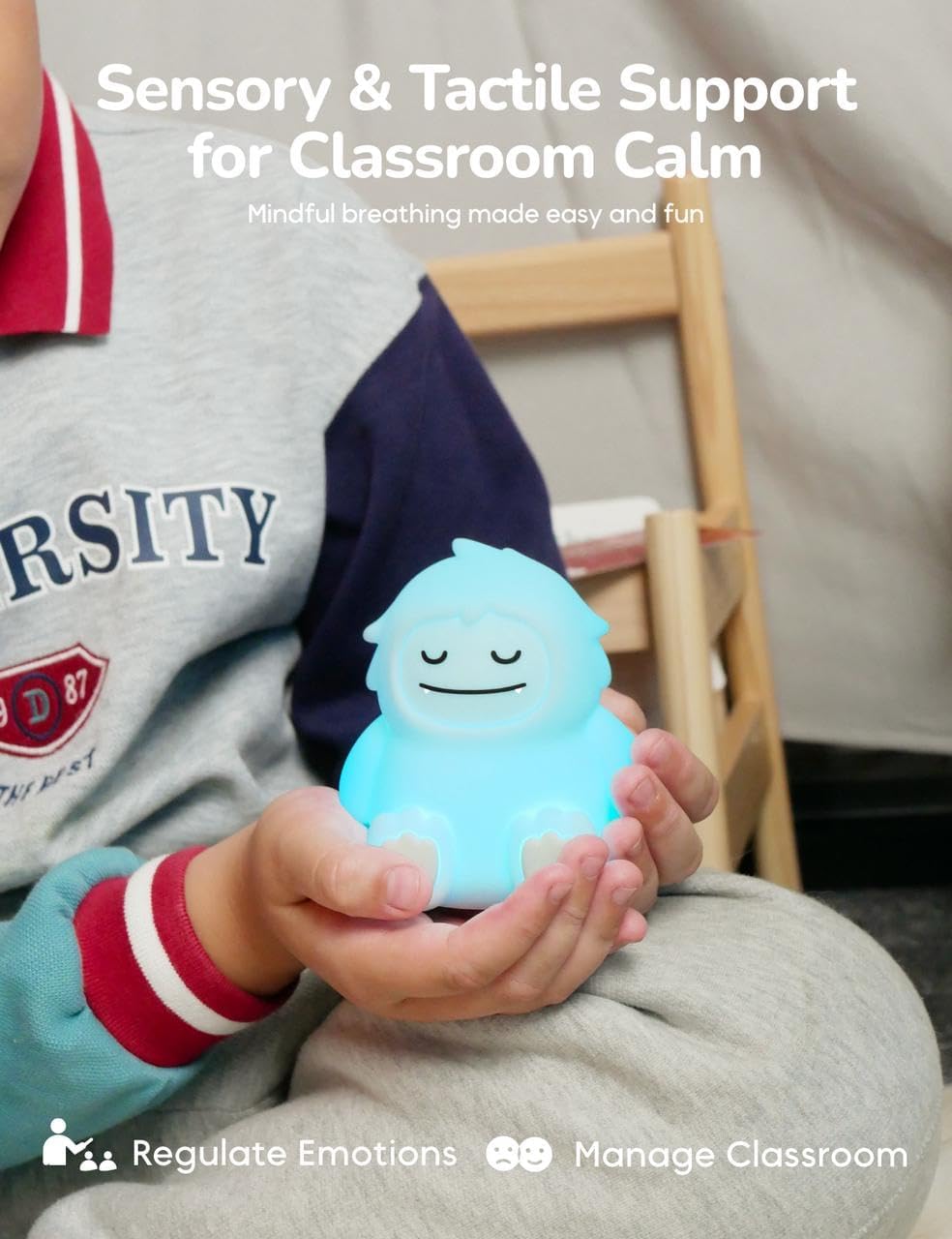 Mini Breathing Pal Yoyo, Anxiety Relief Kid Breathing Light for Calm Down | 3 Breathing Modes, Guided Mindfulness Meditation Lamp, Stress Relief Items for Classroom & Sleep, Calm Down Corner Supplies