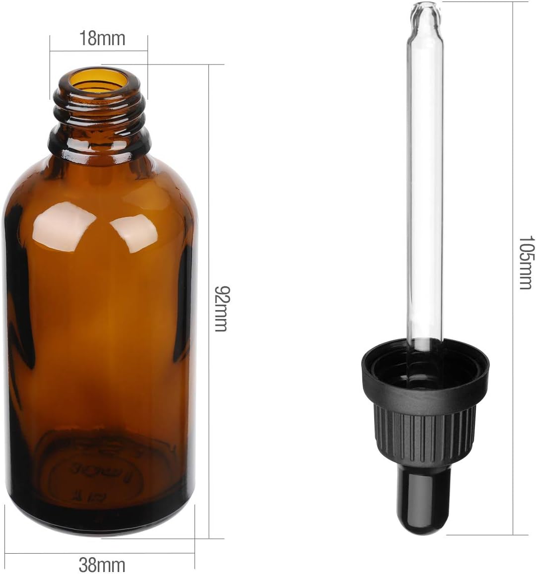 Hyber&Cara 50 ml Brown Glass Pipette Bottles Apothecary Bottles with Dropper Pipette for Essential Oils, Perfume Oils, Liquid Dyes Aromatherapy Blends, Pack of 4