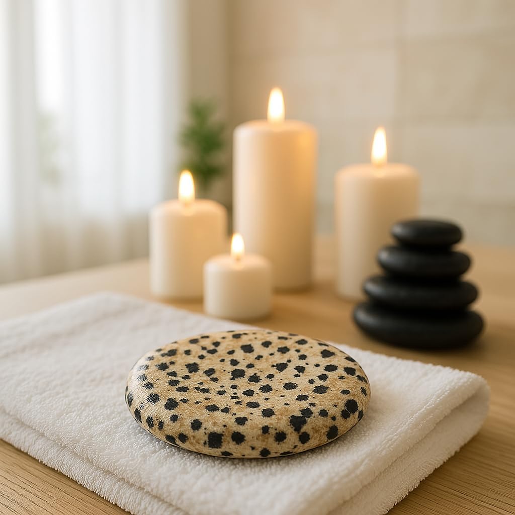 Dalmatian Jasper Worry Thumb Stone Crystal Thumb Stone Thumb Stone for Reiki Balancing Therapy Meditation (Dalmatian Jasper)