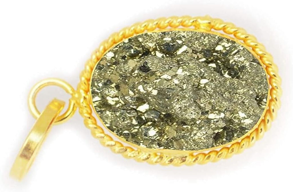 Mtrolls 7.25 Ratti Natural Pyrite Genuine Stone Pendant for Men and Women Small Sterling Silver