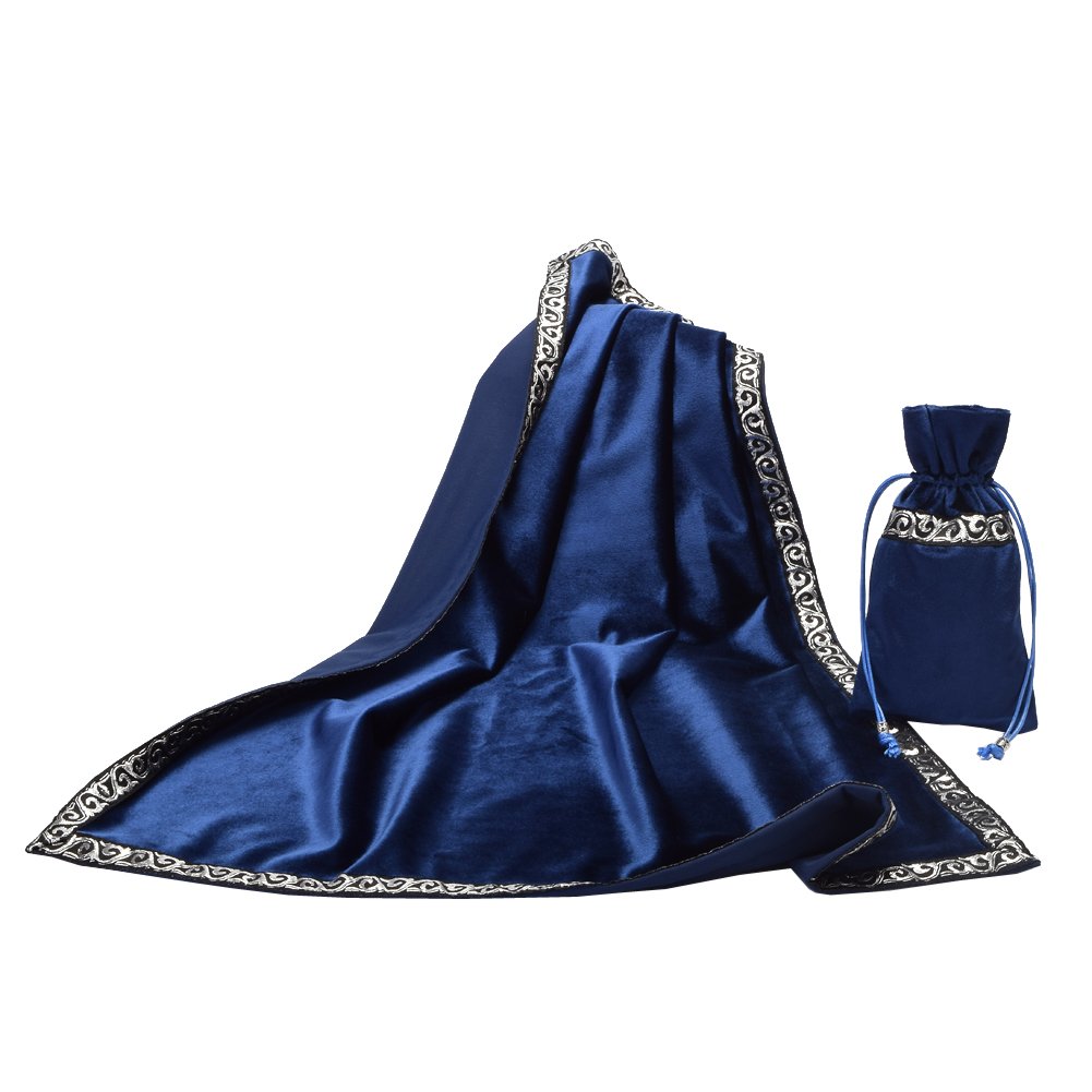 BLESSUME Altar Tarot Tablecloth Divination Wicca Velvet Cloth with Tarot Bag (Yellow 1), One Size