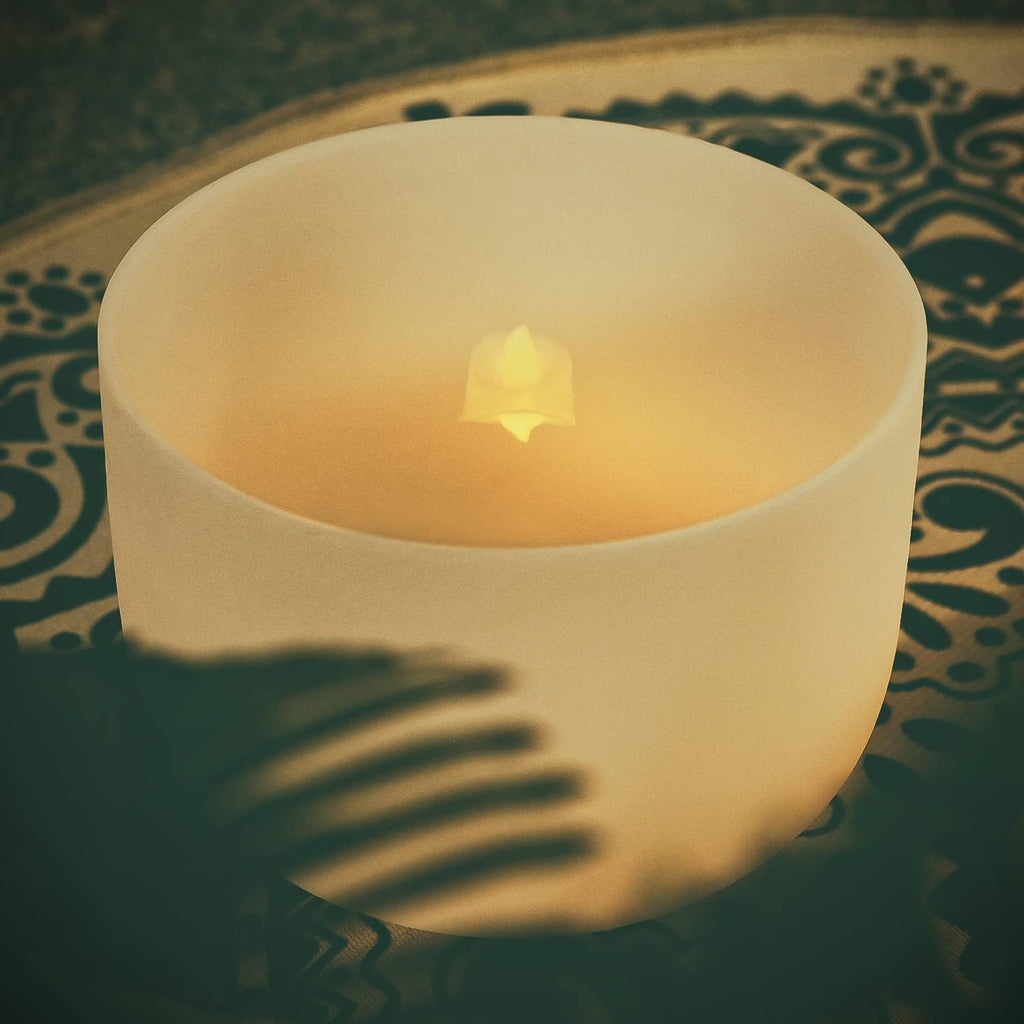 Hye-eun 432hz Kristall Klangschalen,8 Zoll mit E Note Klangschale aus Kristall Solar Plexus Chakra mit Tragetasche percussion instruments(20.3cm) zur heilung