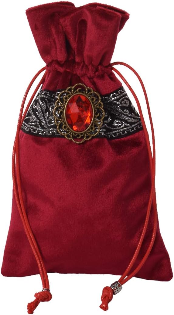 BLESSUME Witch Altar Tarot Table Cloth and Pouch Square Divination Tarot Cloth (Red)