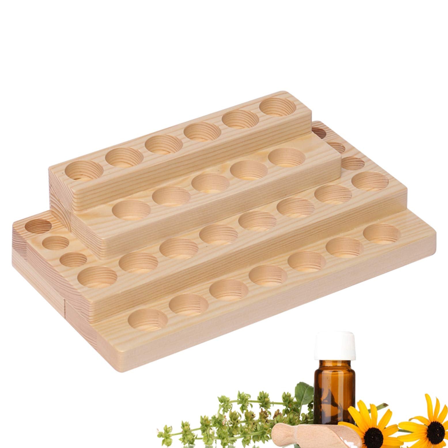 Ätherisches Öl Display Ständer, 6 Löcher Aromatherapie Öle Hölzern Tragen Gestell Halter Organisator Multifunktions Geschenk für Nagellack, Duftöle, Lippenstift, Parfümlagerung