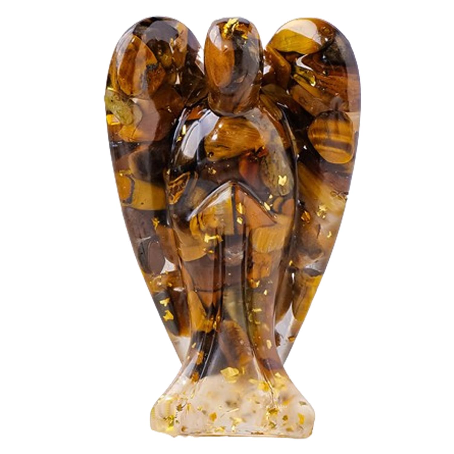 Erliway 7.8cm Large Deep Citrine Crystal Guardian Angel Figures, Natural Healing Crystal Chips Resin Angel Statue for Peace Meditation Easter Home Decor Gifts