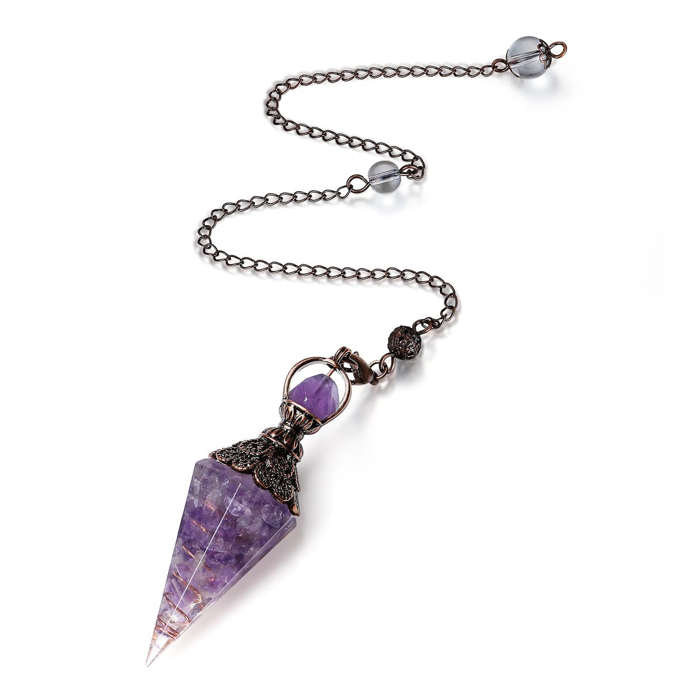 Harz Aquamarin Pendulum Edelstein Pendel Kristall, Heilsteine Natürliches Sechseckiges Edelstein Kristall Ornamente für Hexerei Zeremonie, Wahrsagen, Reiki Heilung und Esoterik Geschenke